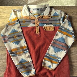 Simply Southern Pullover Fleece Top - Rust & Cream Southwestern Pattern